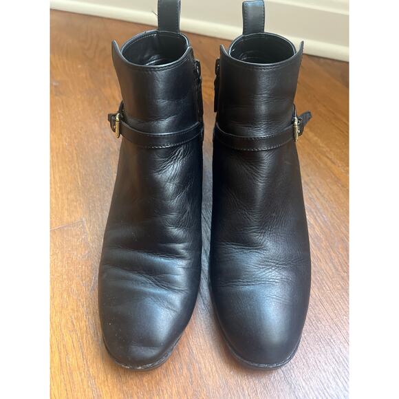 Cole Haan Etta II Black Leather Ankle Bootie with Buckle Strap Size 8.5 - Picture 3 of 8